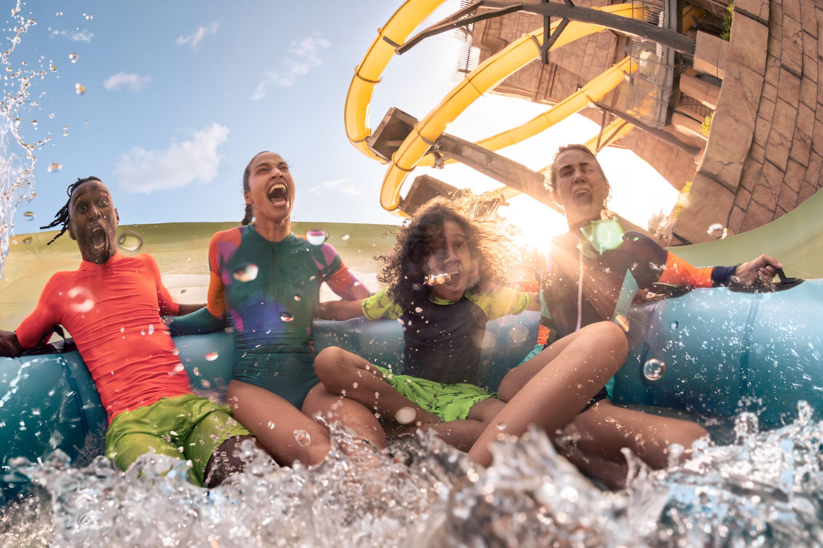 Guests enjoying Aquaventure World waterpark
